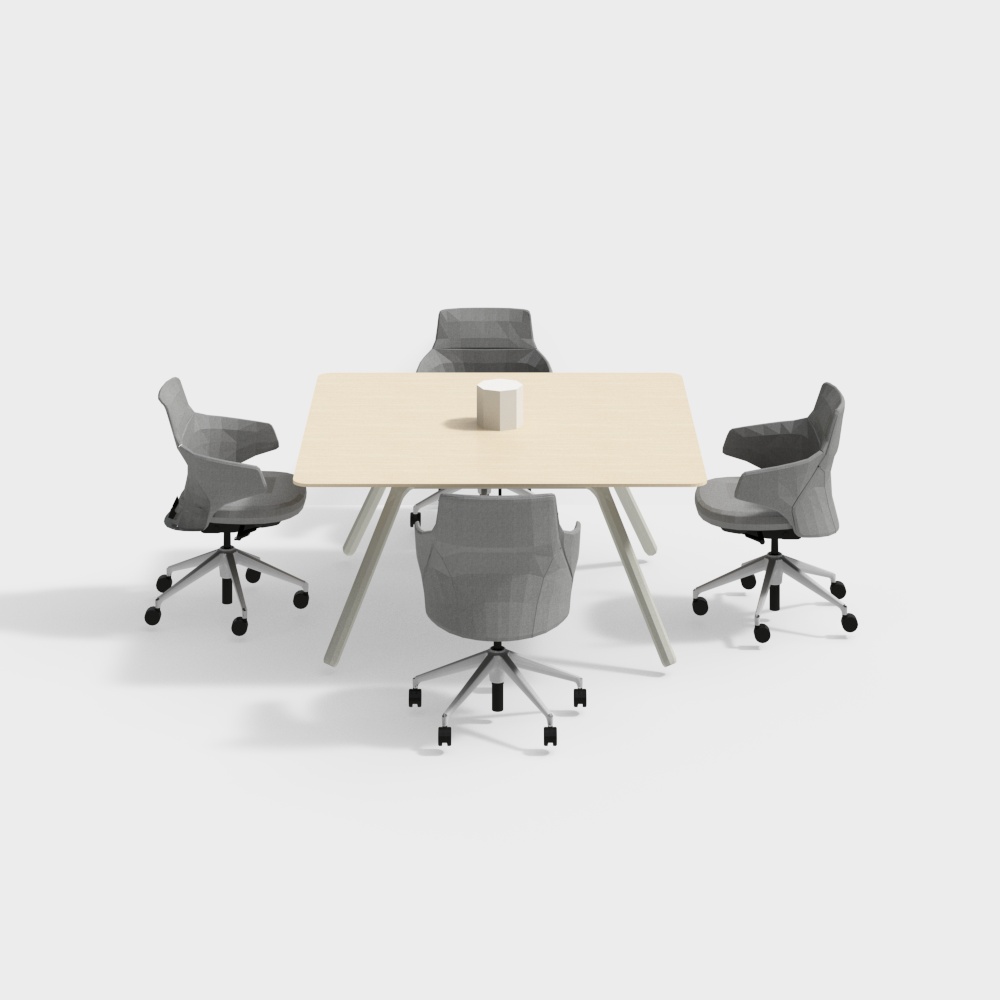 Modern Conference Table & Office Chair 3D Model
