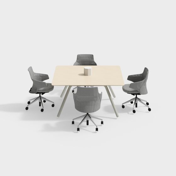 Modern 3D Conference Table and Office Chair Set