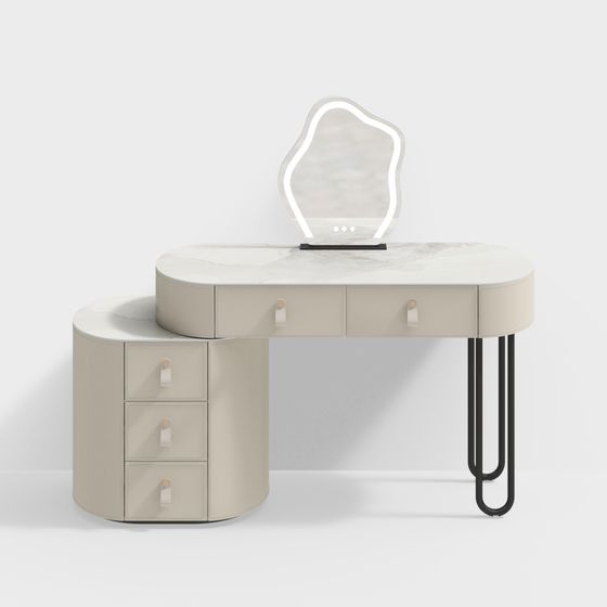 Elegant Low-Poly Dressing Table 3D model