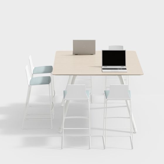 Stylish Collaborative Table and Chair Set 3D model