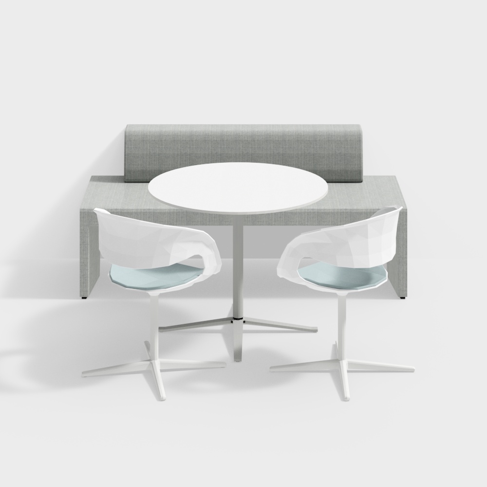 Round Table and Bench Set 3D Model – Modern Low-Poly Design
