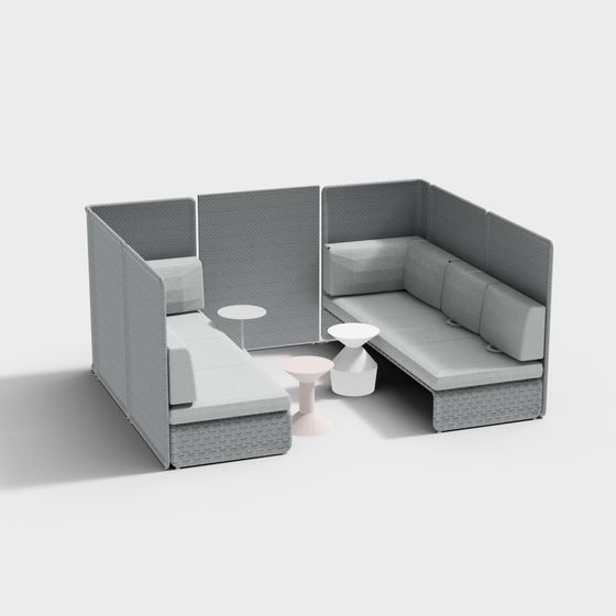 Urban Retreat Low-Poly Sofa Set 3D model for Modern Spaces