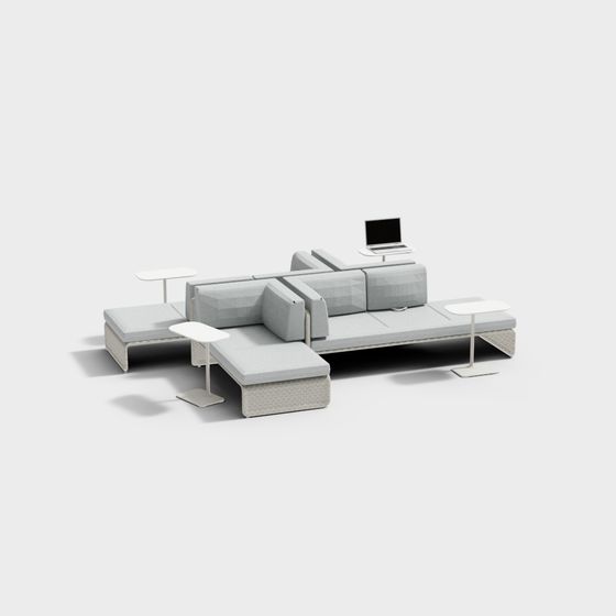 Urban Lounge Low Polygon Sofa Set 3D model