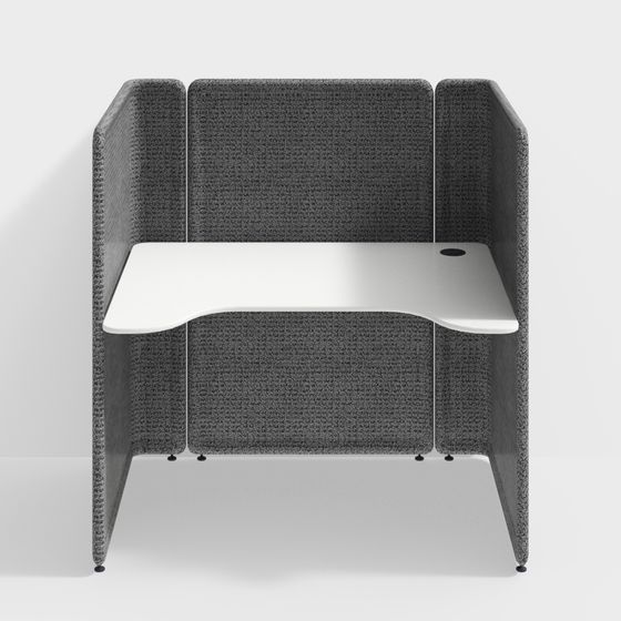 Modern Workspace Partition Desk and Chair 3D model