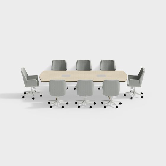 Modern Minimalist Conference Table and Chairs 3D model