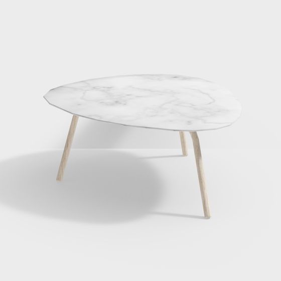 Stylish Low-Poly Marble Round Table 3D model for Modern Spaces