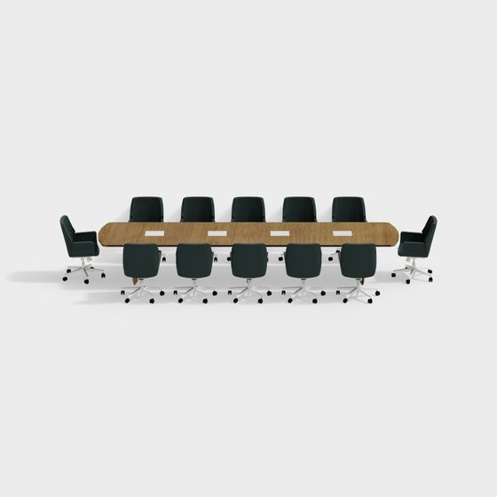 Elegant Low-Poly Conference Table and Chairs 3D model