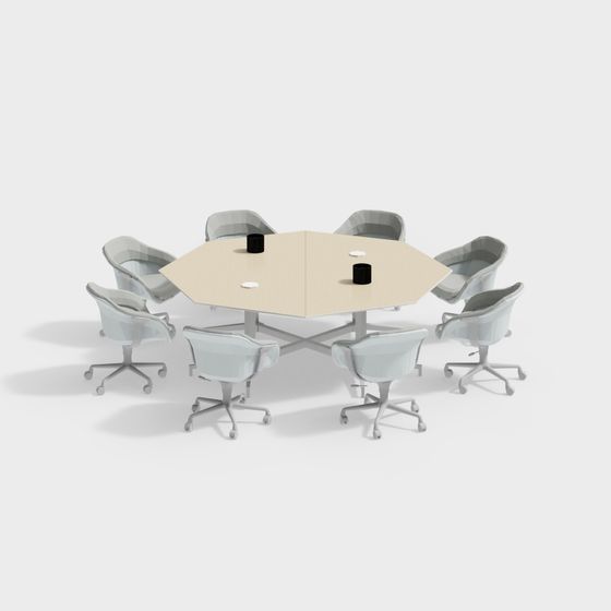 Chic Conference Table and Chair Set 3D model for Contemporary Spaces