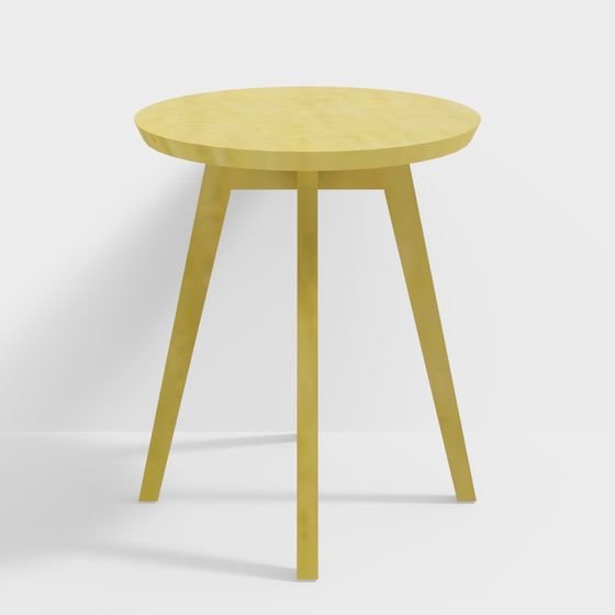 Yellow Wood Side Table 3D model for Modern Spaces