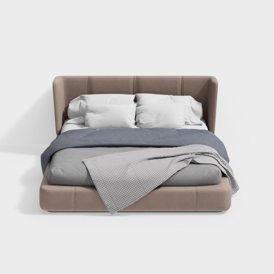 Stylish Low-Polygon Bed 3D model for Contemporary Spaces