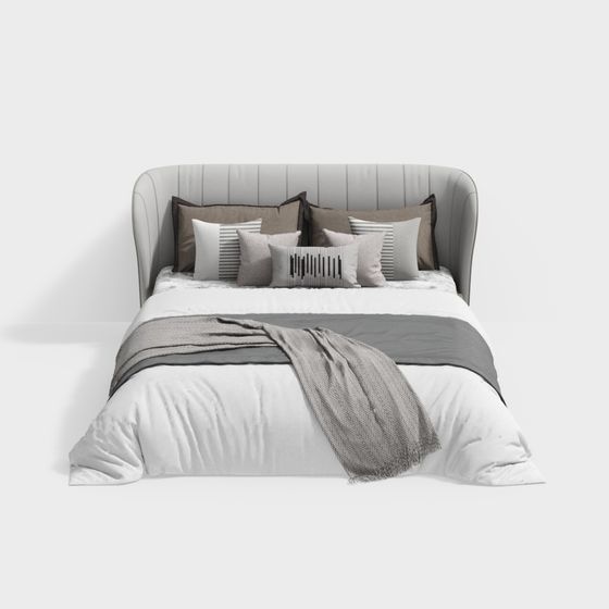 Elegant Low-Poly Bed 3D model for Modern Interiors