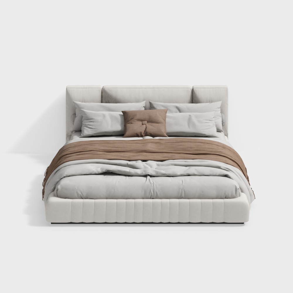 Elegant Low-Poly Bed Model – Modern Interior Fabric Design