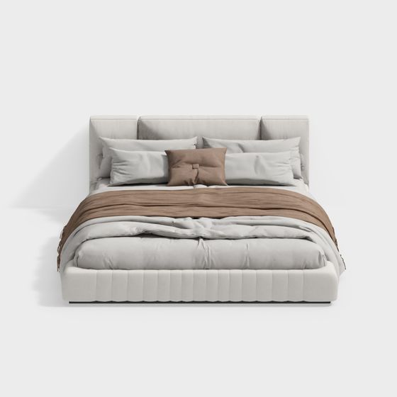 Elegant Low-Poly Bed 3D Model for Modern Interiors