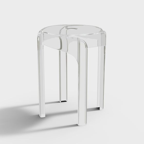 Transparent Glass Stool 3D model