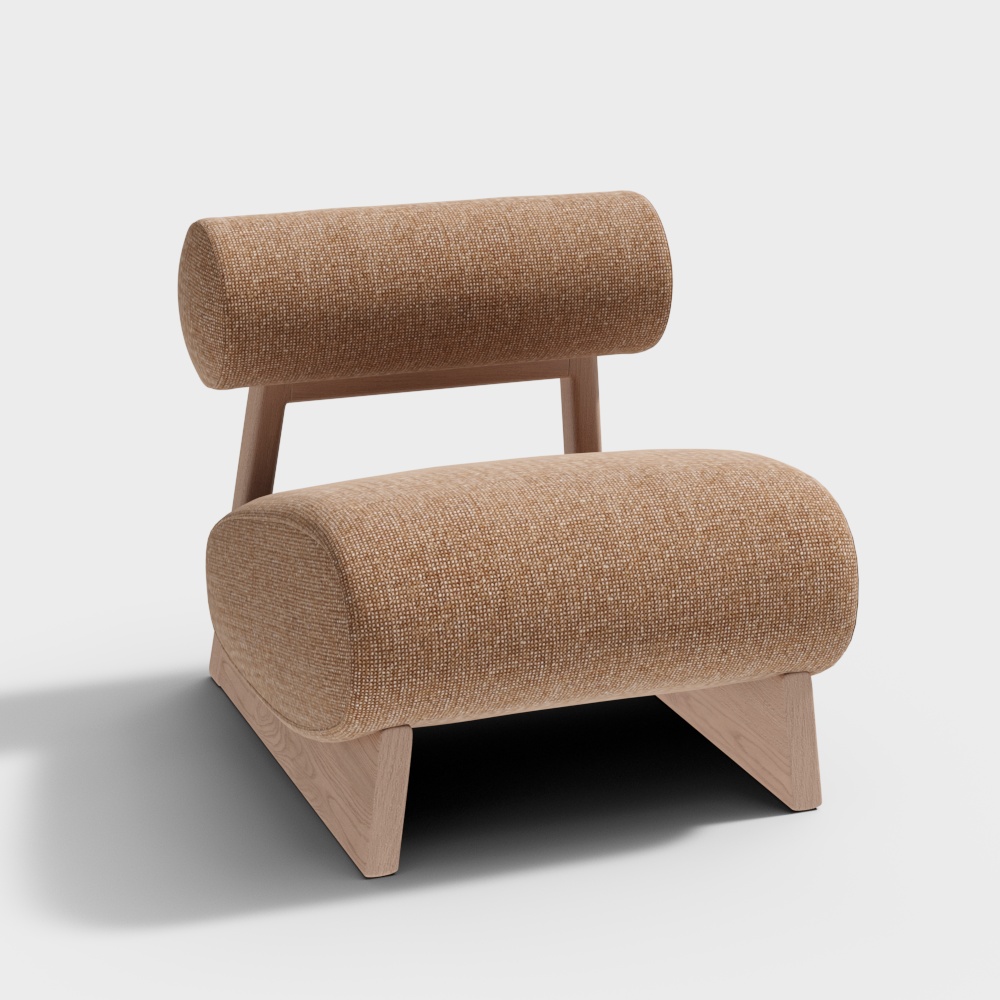 Cozy Lounge Chair 3D Model – Soft Beige Upholstery