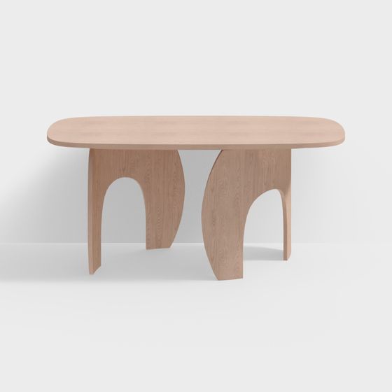 Streamlined Wooden Coffee Table 3D model