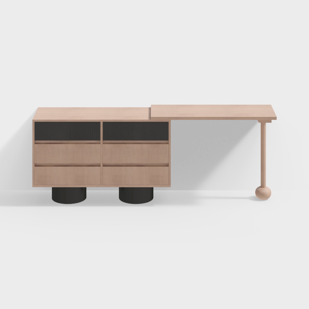 NH2669  Makeup desk + bucket cabinet combination