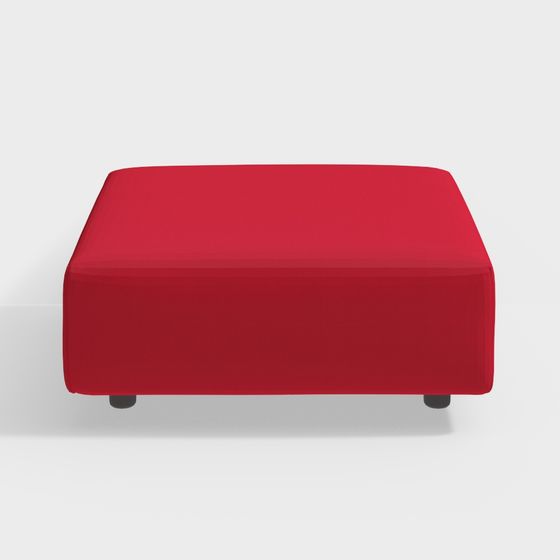 Vibrant Red Cube Ottoman 3D model