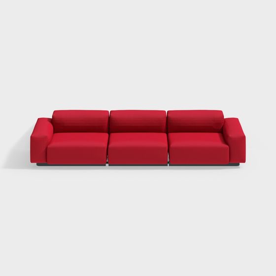 Vibrant Red Sofa 3D model for Modern Interiors