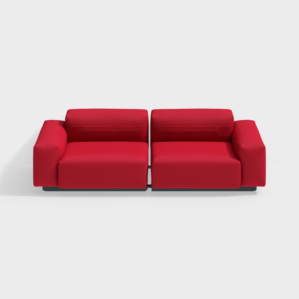 Stylish Red Sofa 3D Model – Vibrant Fabric Design