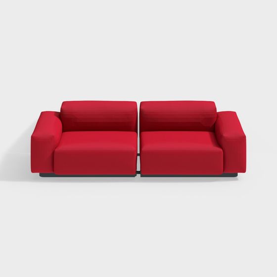 Stylish Red Sofa 3D model for Modern Interiors