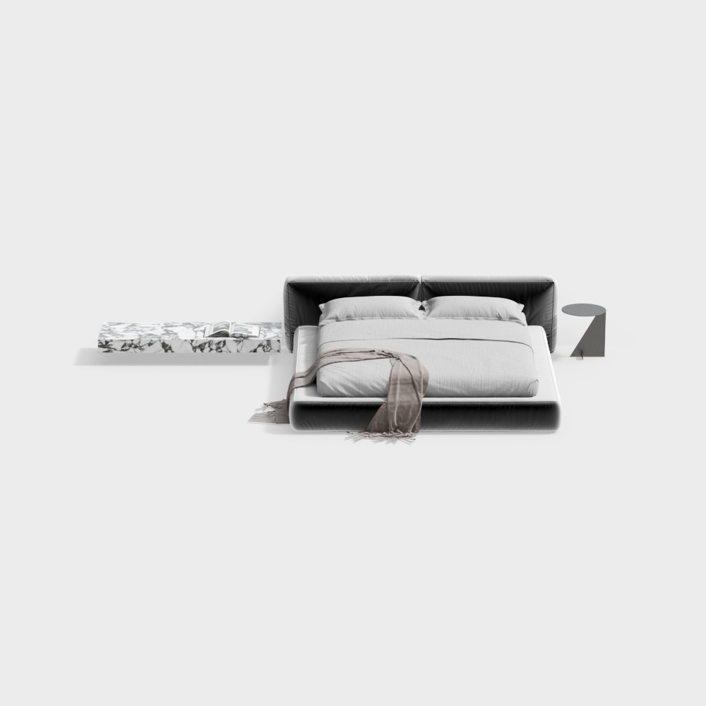 Modern bedroom fabric double bed combination