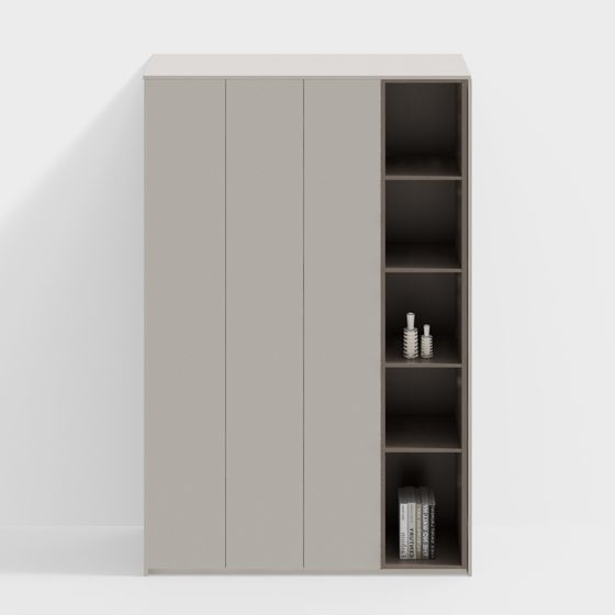Modern Wardrobe 3D Model in Gray Finish