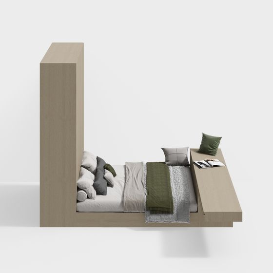 Contemporary Floating Bed 3D model for Stylish Spaces