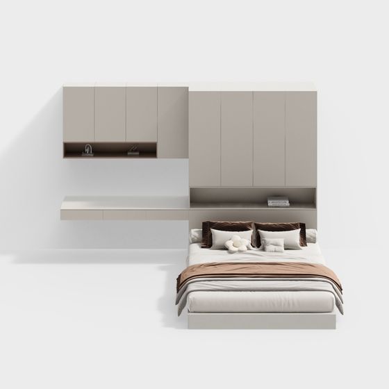 Suspended Bed and Cabinet Combo 3D model