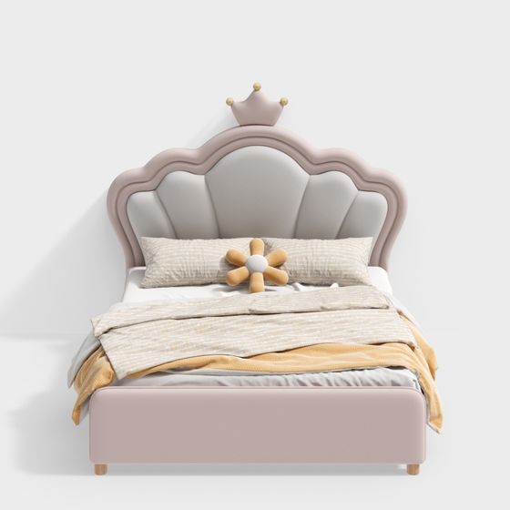 Whimsical Princess Bed 3D model for Kids