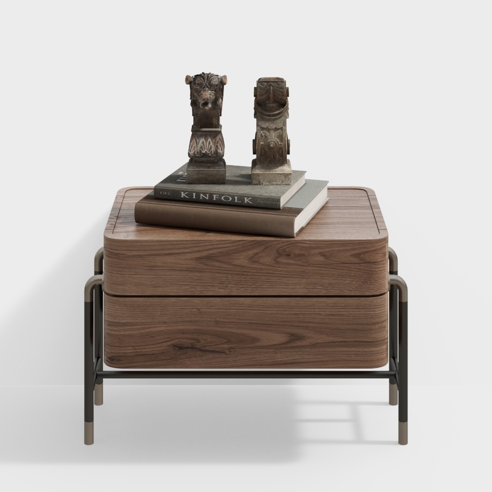 Прикроватная тумбочка в спальне в стиле ваби-саби