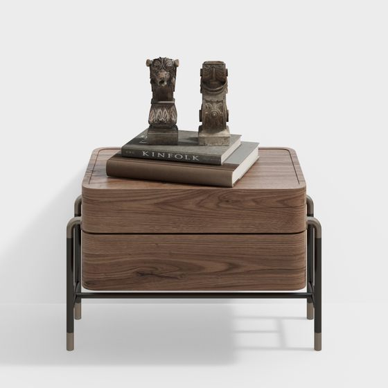 Прикроватная тумбочка в спальне в стиле ваби-саби