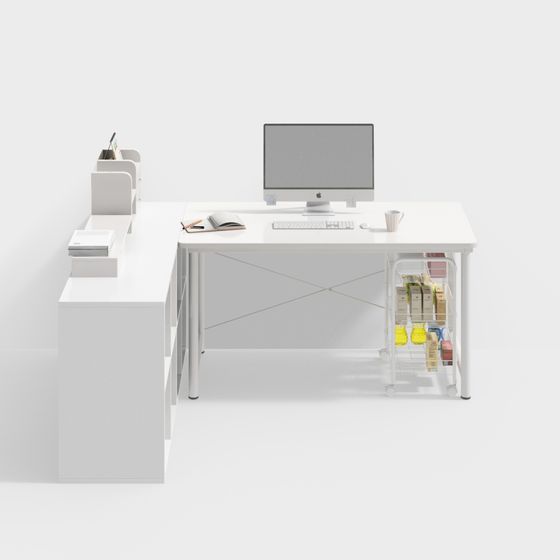 Modern Beige Desk 3D Model for Office