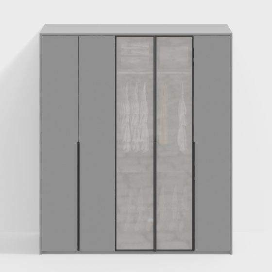 Modern Minimalist Glass Wardrobe 3D model
