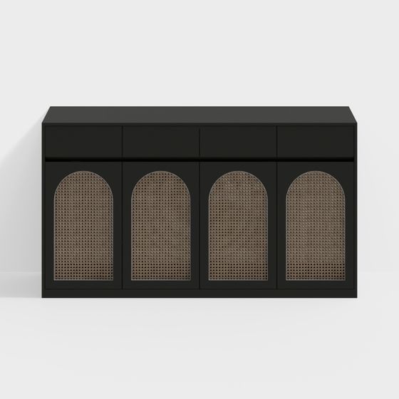 Simple Black Cabinet 3D Model