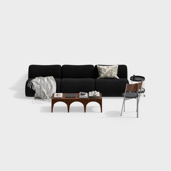 Stylish Urban Living Room 3D Model for Design Projects