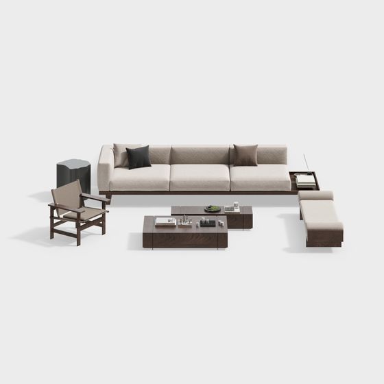 Stylish Low-Poly High-Detail Furniture Set 3D Model