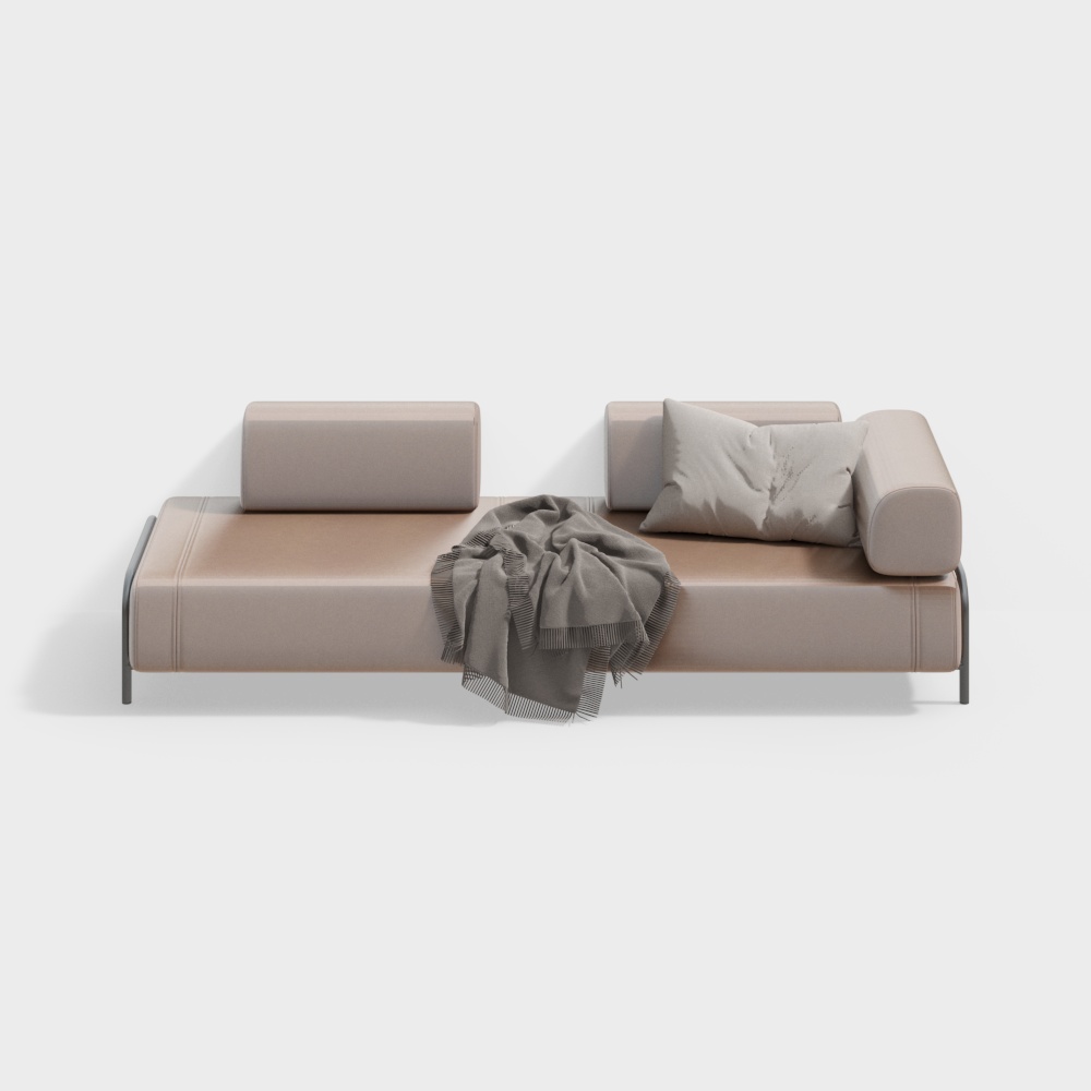 Modern living room single armrest multi-person sofa