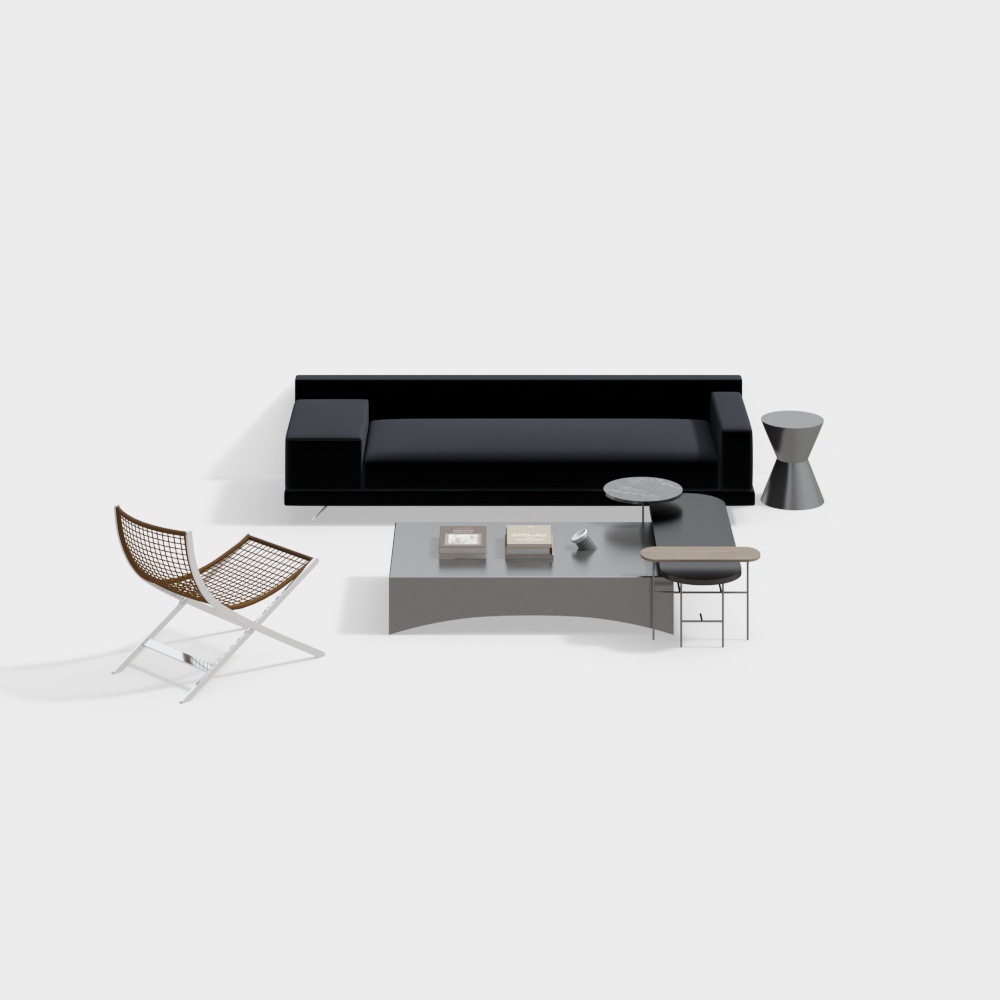 Minimalist black and white space sofa combination