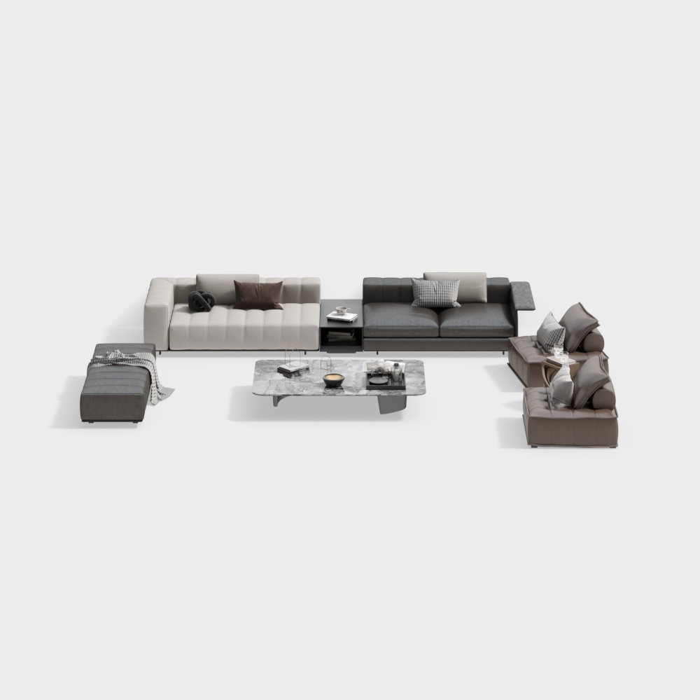 Minotti Villa living room sofa coffee table combination