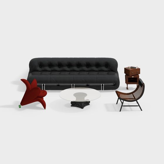 Urban Living Room Set 3D model for Modern Spaces