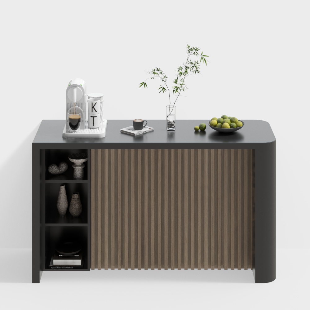 Urban Oasis Sideboard 3D Model – Low-Poly Wood Texture