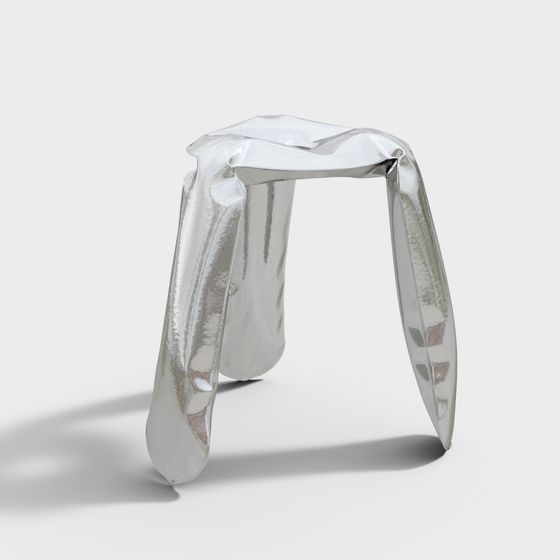 Futuristic Flowing Metal Stool 3D model