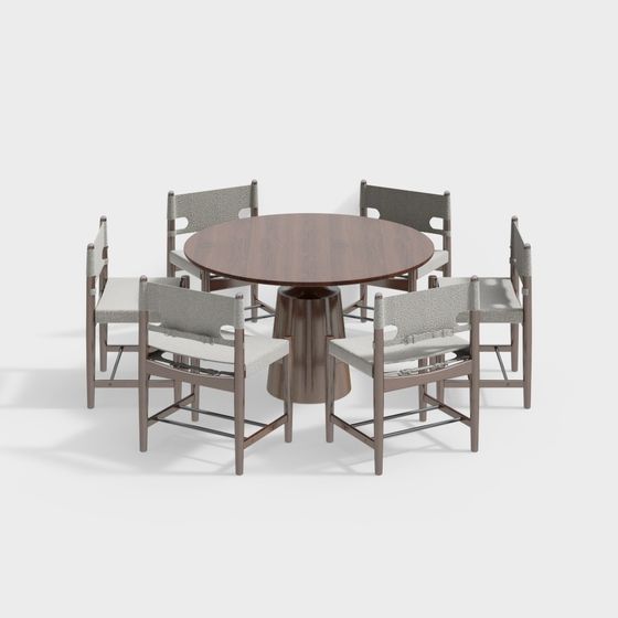 Modern Minimalist Dining Table and Chairs 3D model
