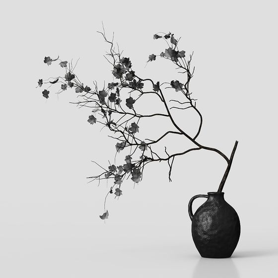 Low Poly Dried Branch Vase 3D model for Creative Spaces