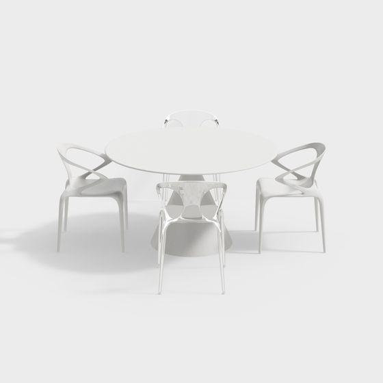 Round Table and Four Chairs 3D model