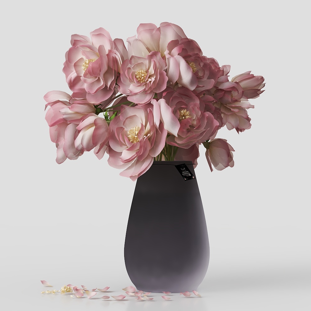 Bouquet and Vase Low-Poly 3D Model – Floral Interior Asset