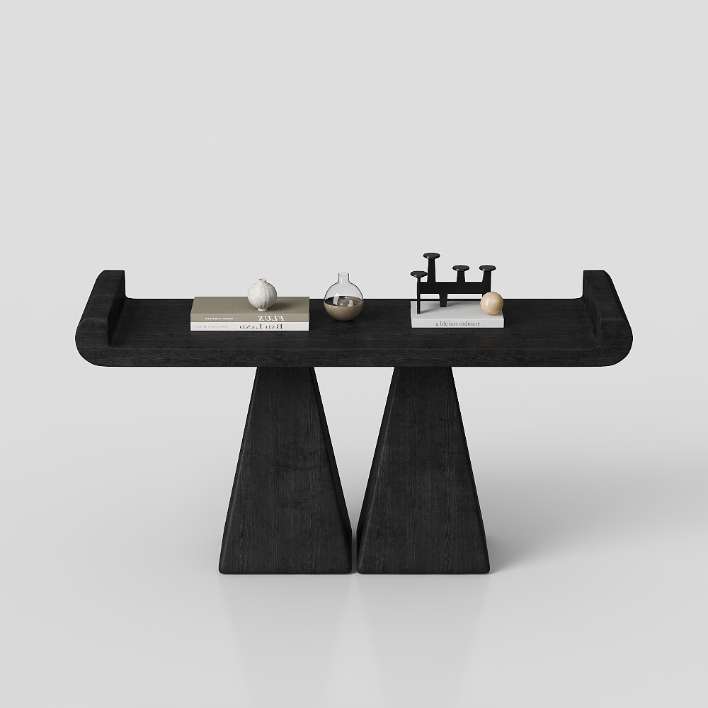 Wabi-sabi black solid wood end strip