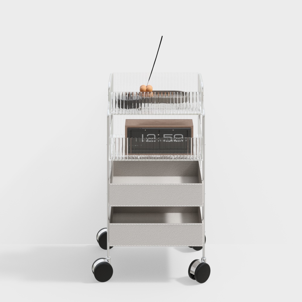 Stylish Mobile Kitchen Cart 3D Model – Low-Poly Modern Design