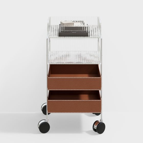 Stylish Mobile Bookshelf Cart 3D model